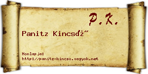 Panitz Kincső névjegykártya